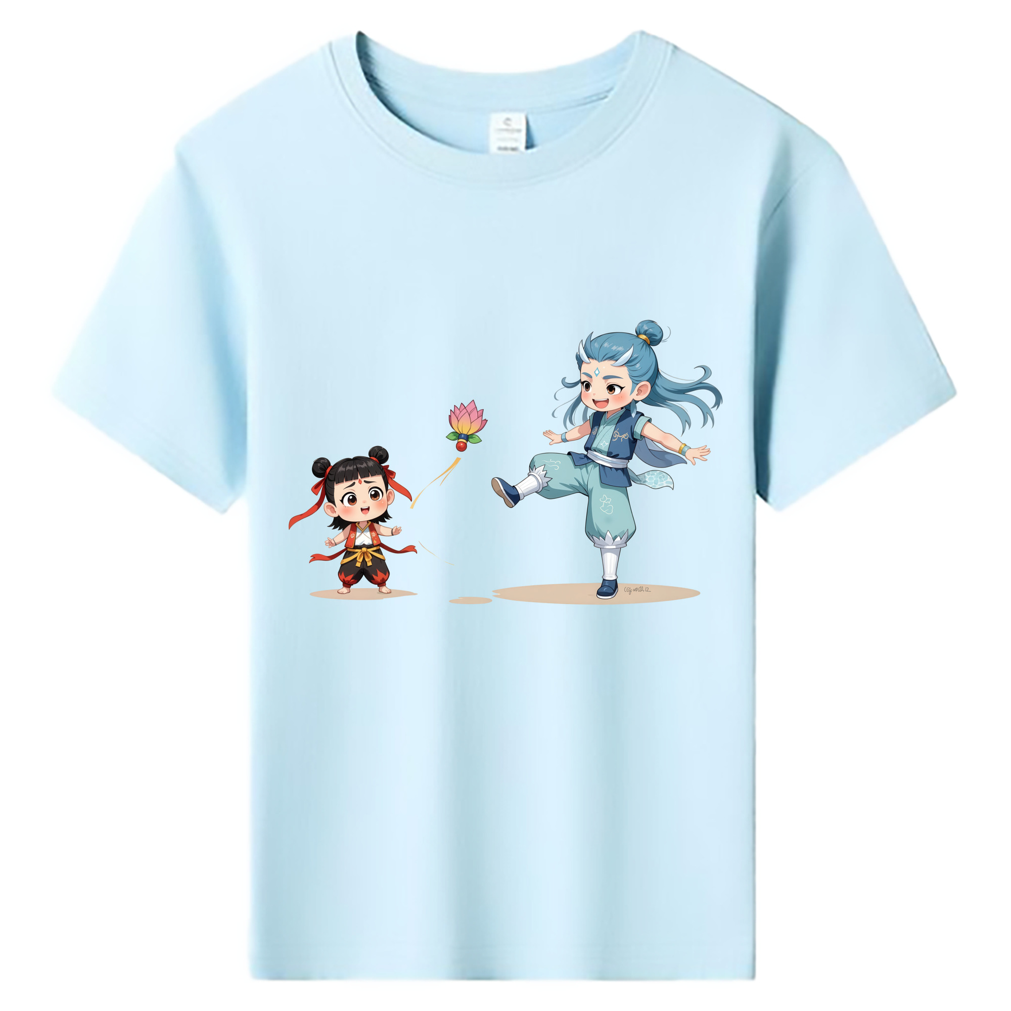 （画像用） Ne Zha 2 ナタ 魔童の大暴れ 綿100％キッズTシャツ（フロントプリント）